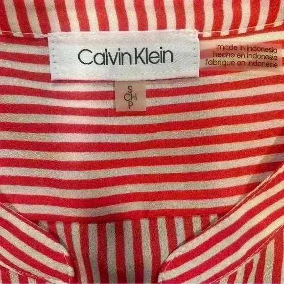 Calvin Klein Woman’s Red and White Stripes Blouse. SM/CH - Picture 4 of 10